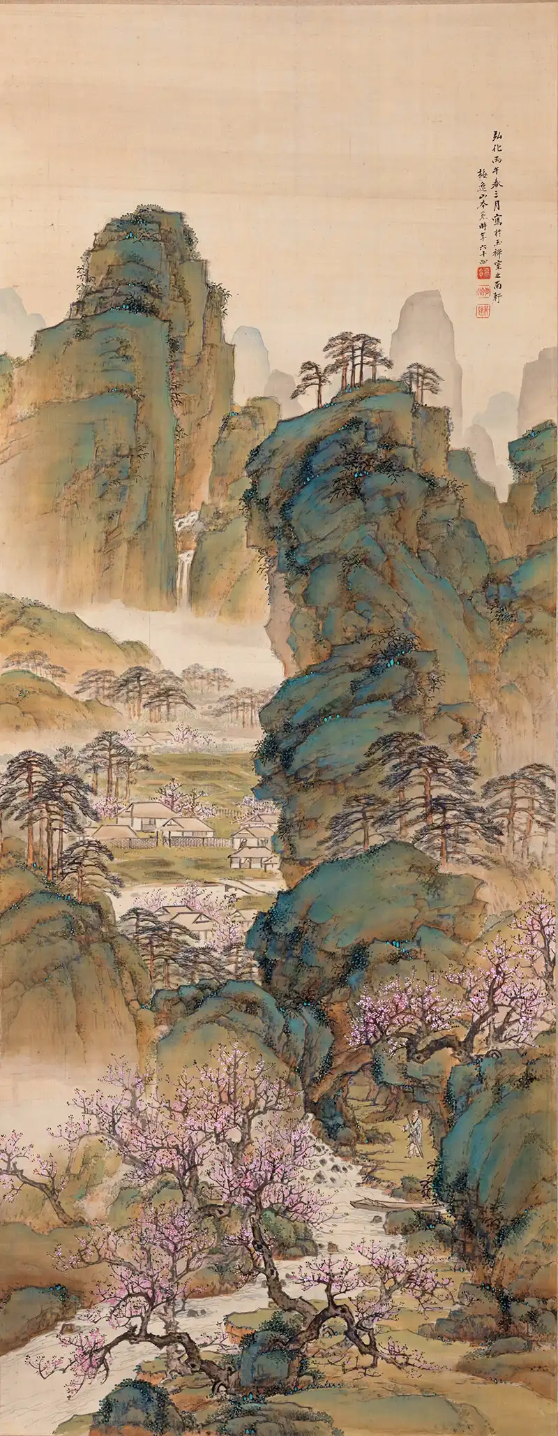 山本梅逸「青緑桃源図」天保10年（1839）　遠山記念館蔵