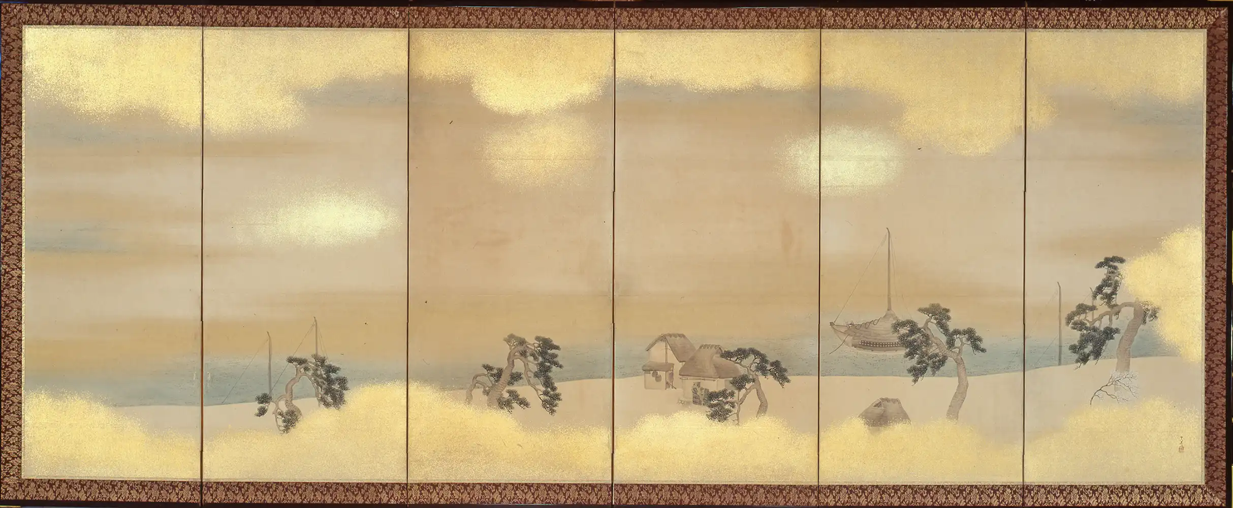 呉春「海辺山水図」（右隻）江戸時代中期～後期　18～19世紀