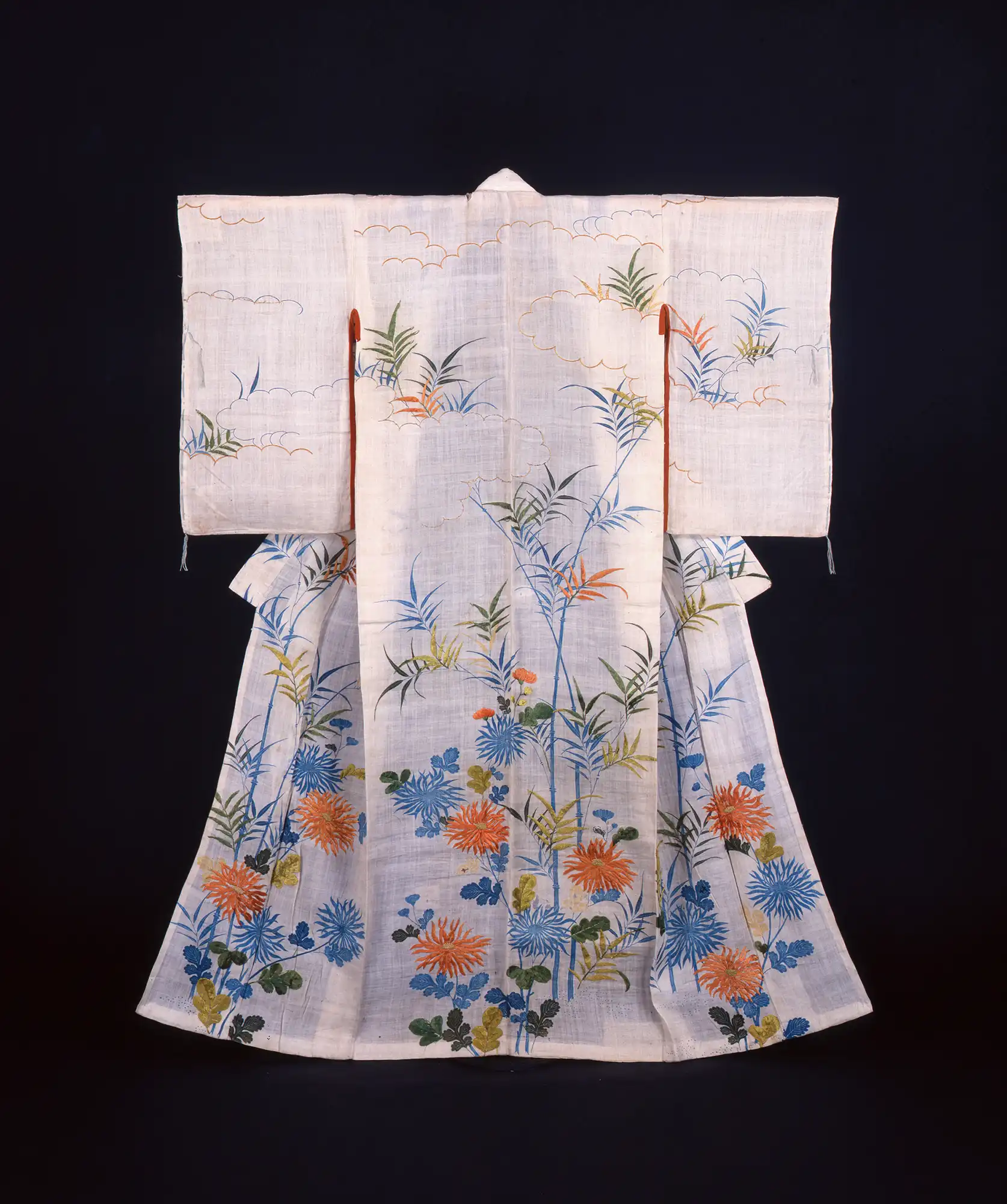 「白麻地菊竹雲模様帷子」<br>
江戸時代後期　19世紀