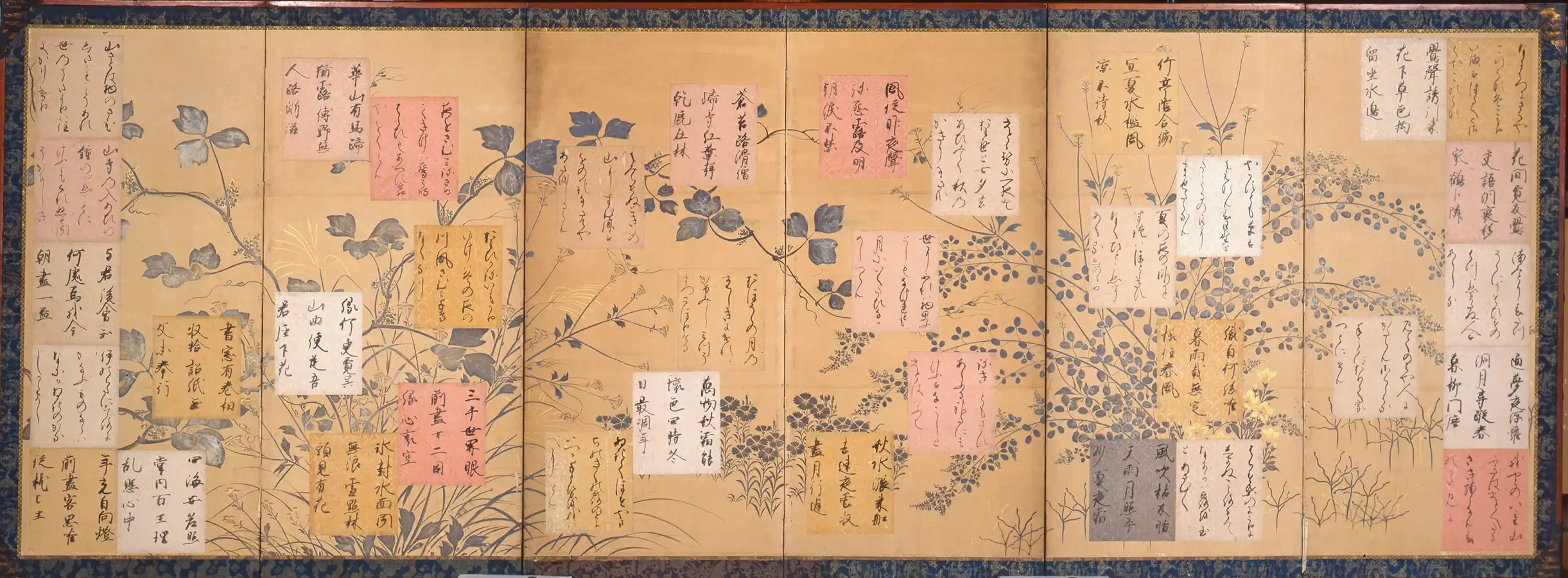 近衛信尹「和漢朗詠集色紙貼交屏風」江戸時代初期　17世紀